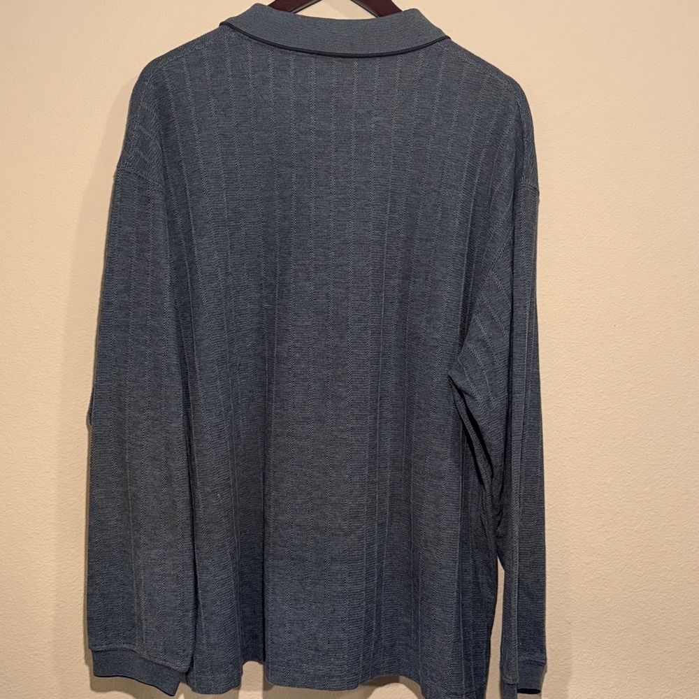 Blue Long Sleeve Knit Sweater Polo - Picture 4 of 7